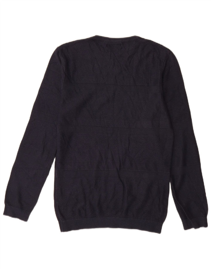 Zara Herren-Pullover mit U-Boot-Ausschnitt, klein, marineblau gestreift