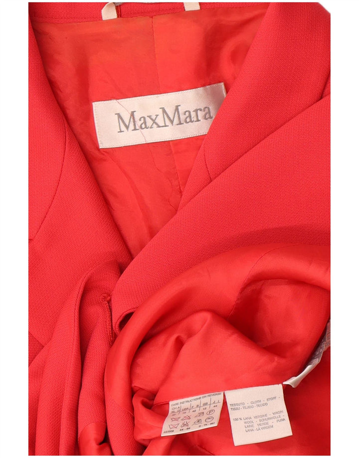 Max Mara Damen-Blazerjacke mit 3 Knöpfen, UK 12, mittelrote Wolle