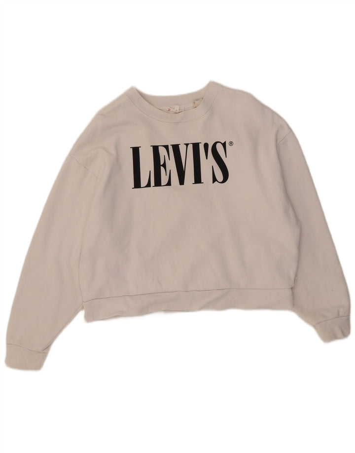 Levi's Damen Crop Graphic Übergroßer Sweatshirt-Pullover, Gr. 10, Größe S, Weiß