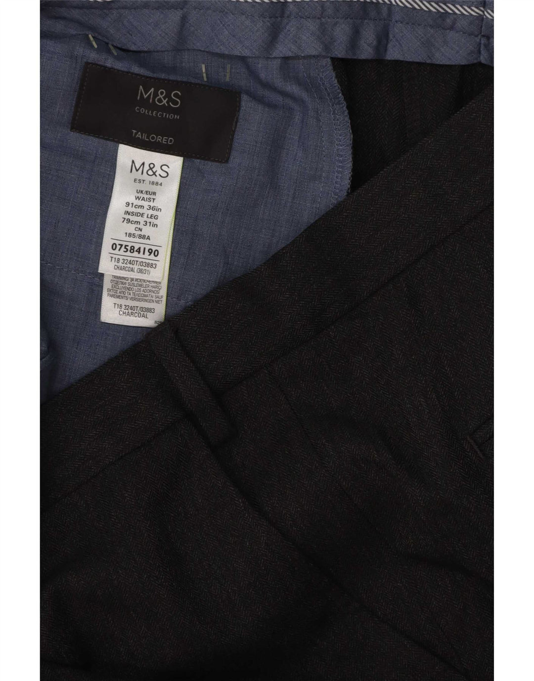 Marks & Spencer Herren-Chinohose mit maßgeschneiderter Passform, W36 L31, graues Polyester