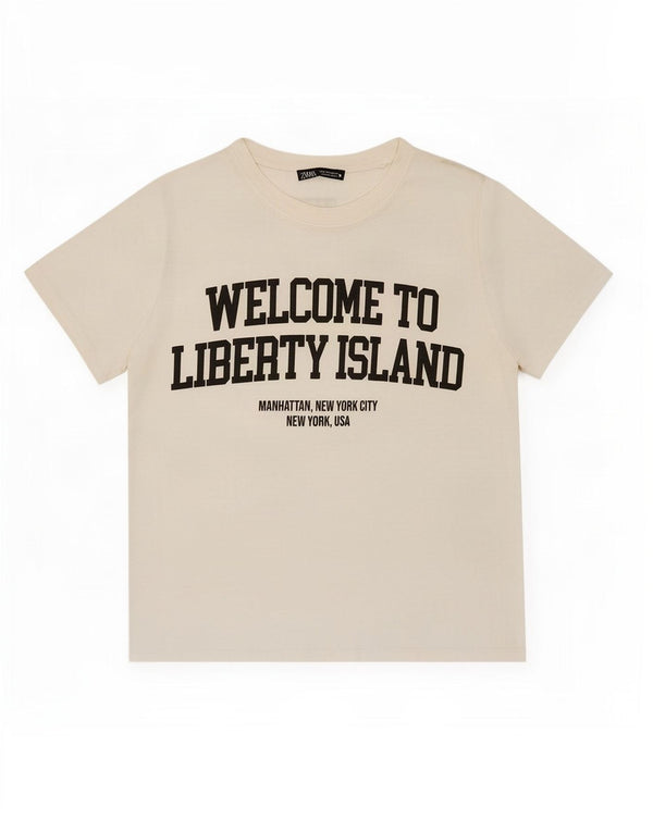 Übergroßes Grafik-T-Shirt-Oberteil von Zara für Damen, UK 10, Größe S, weiße Baumwolle