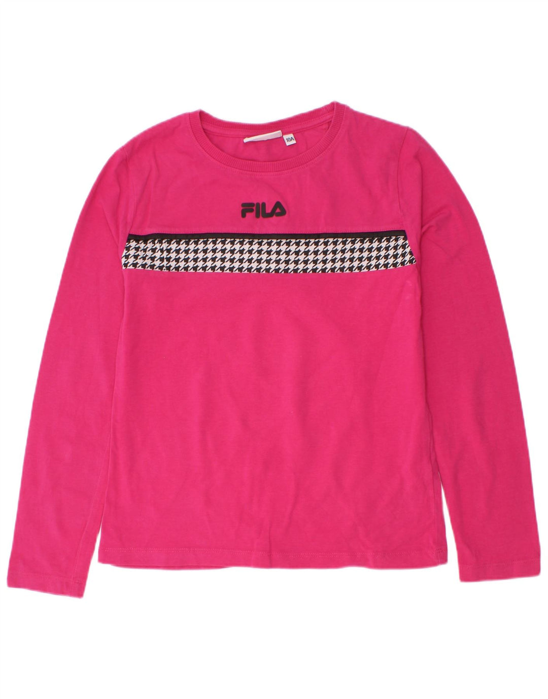 Fila Mädchen-Top mit langen Ärmeln, 9–10 Jahre, rosa Hahnentrittmuster