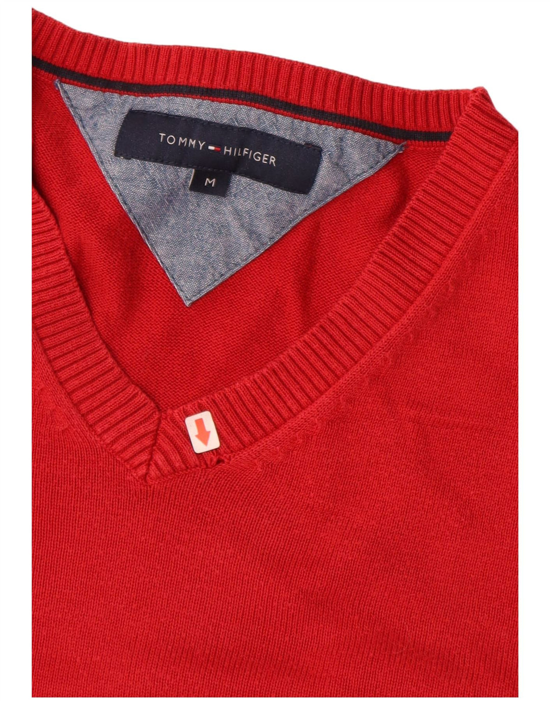 TOMMY HILFIGER Herren-Pullover mit V-Ausschnitt aus mittelroter Baumwolle