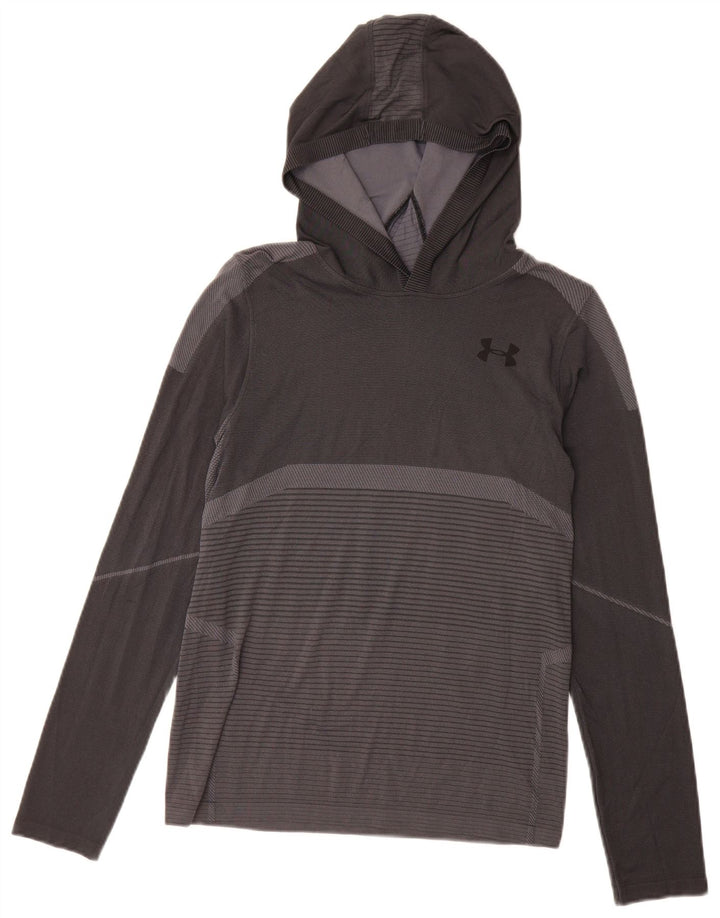 Under Armour Langarm-Oberteil mit Grafik für Jungen, 11–12 Jahre, Größe L, grau gestreift