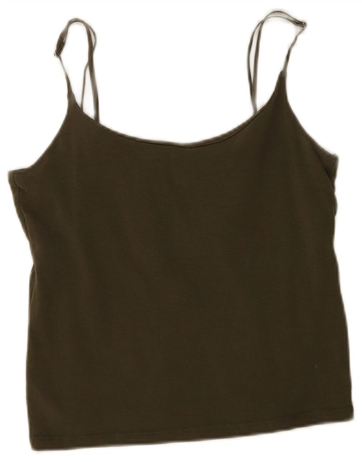 Zara Damen Crop Cami Top UK 14 Large Khaki