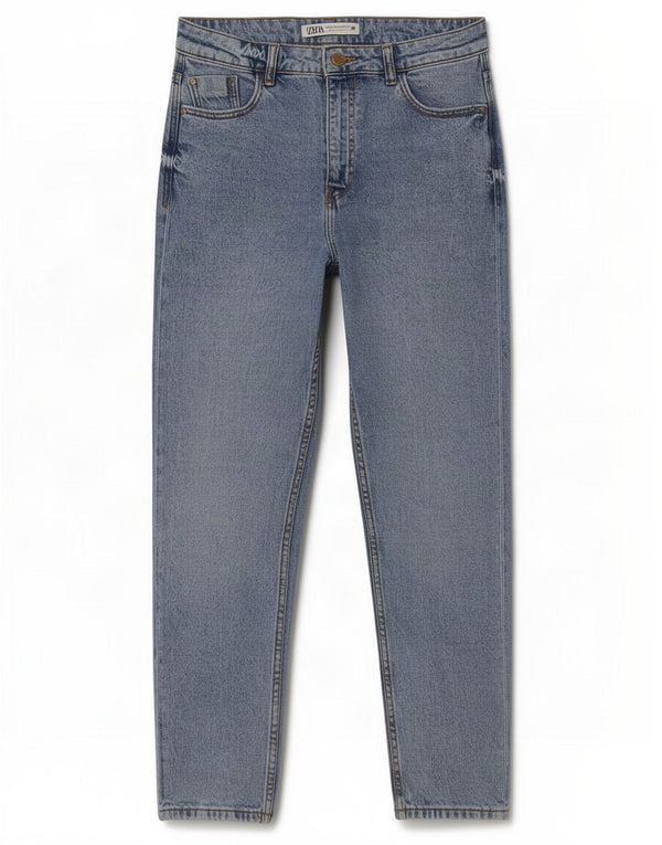 Zara Damen High Waist Tapered Jeans EU 36 XS W26 L27 Blau