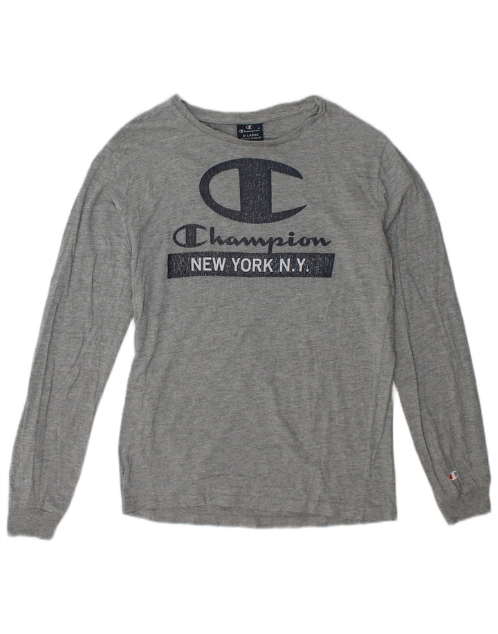 Champion Langarmshirt mit Grafik für Jungen, 13–14 Jahre, XL, Grau meliert