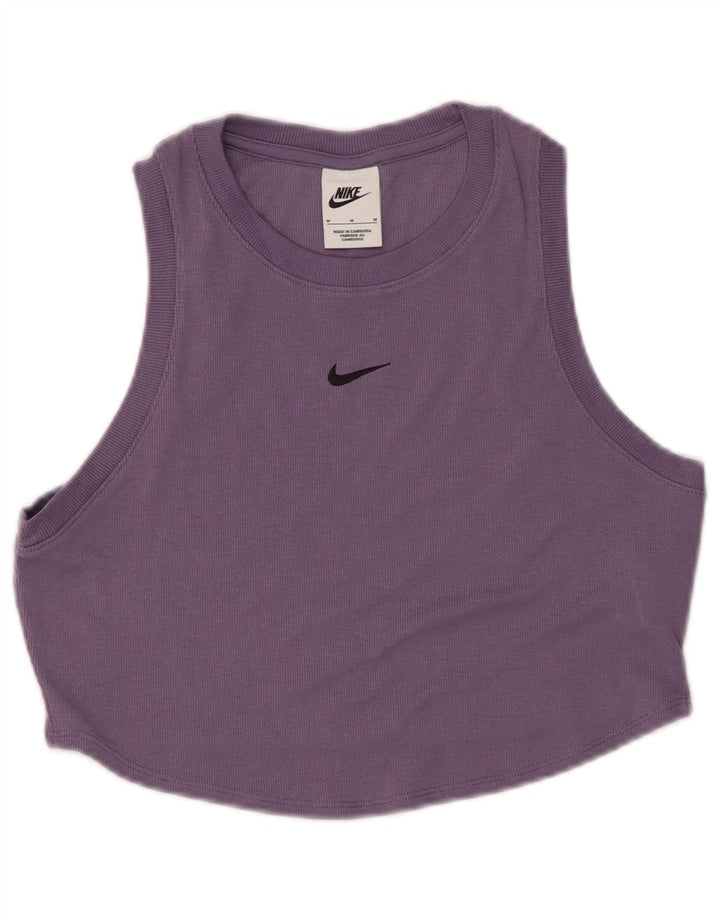 NIKE Damen Crop Vest Top UK 12 Medium Lila Polyester