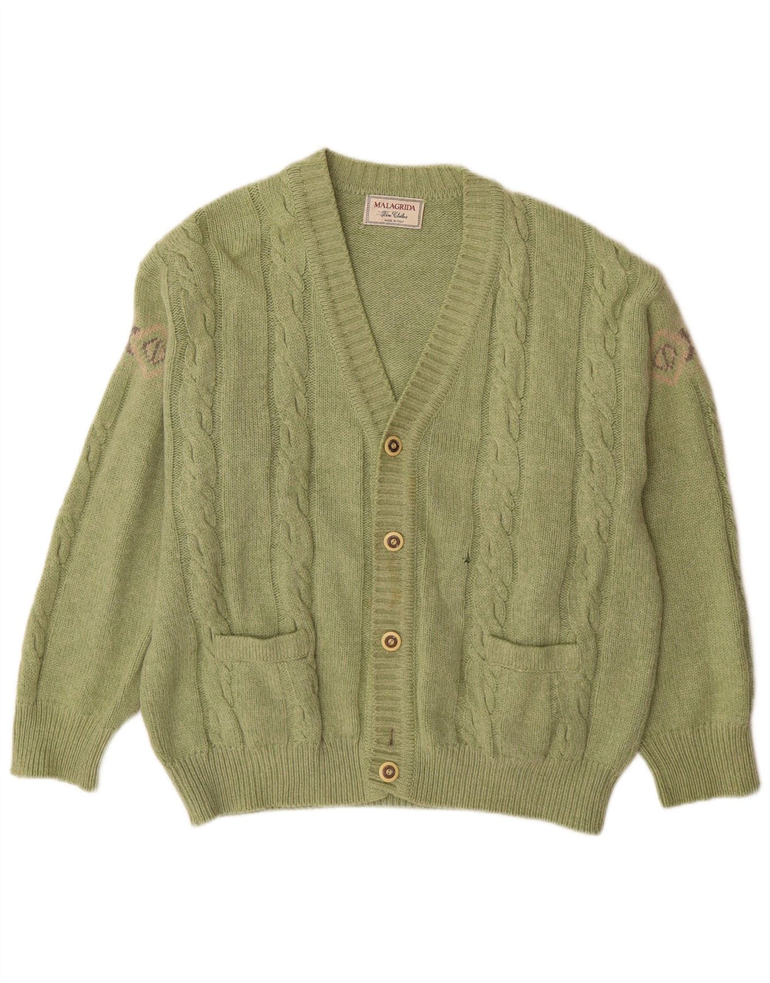 Malagrida Herren Strickjacke Mittelgrün