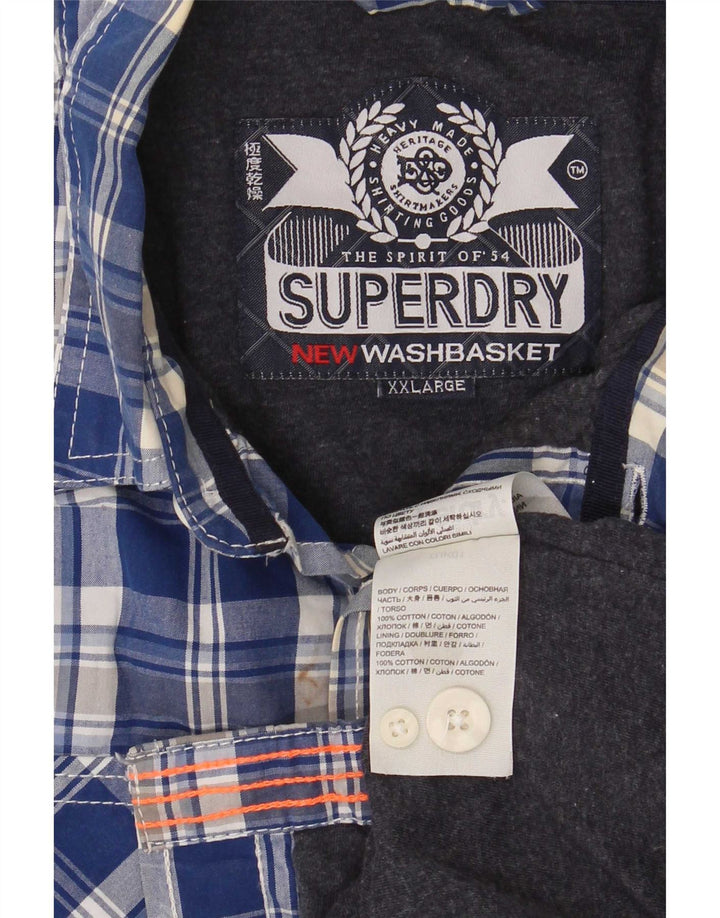Superdry Herrenhemd 2XL, blau kariert, Baumwolle
