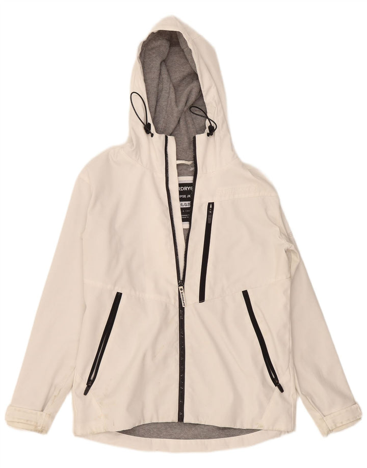 Superdry Damen-Windbreaker-Jacke mit Kapuze, übergroß, Gr. 10, Weiß