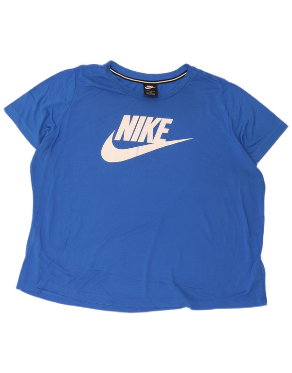 Nike Damen Grafik T-Shirt Top UK 22 3XL Blau Polyester