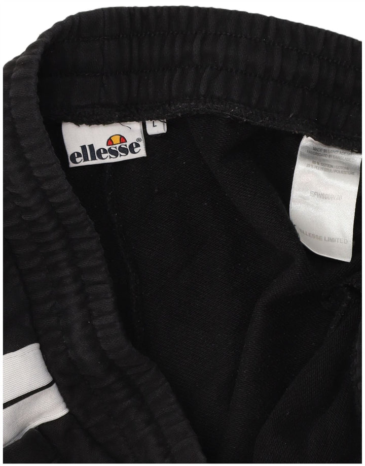 ELLESSE Herren-Trainingshose, Jogginghose, groß, schwarze Farbblock-Baumwolle