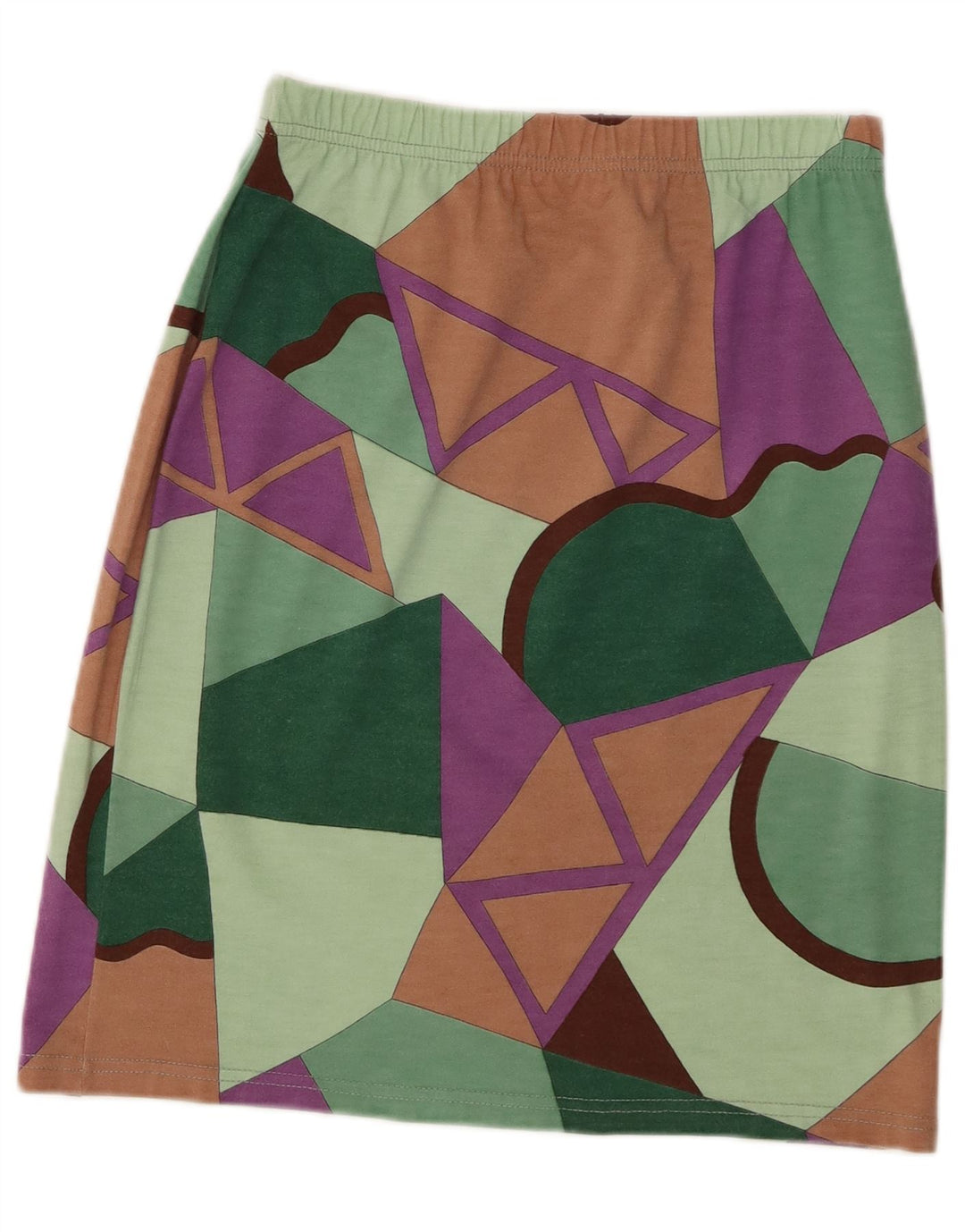 Vintage Damen A-Linie Rock Groß W32 Mehrfarbiges geometrisches Acryl