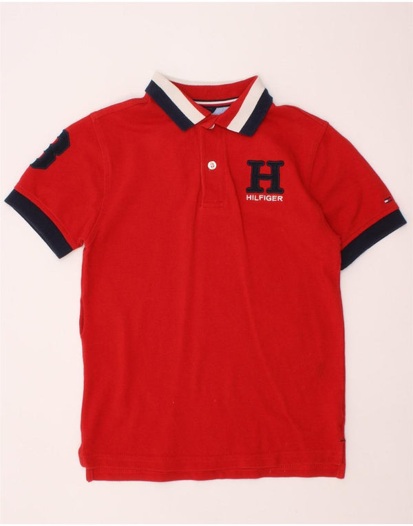 TOMMY HILFIGER Jungen Poloshirt mit Grafik, 6–7 Jahre, rote Baumwolle