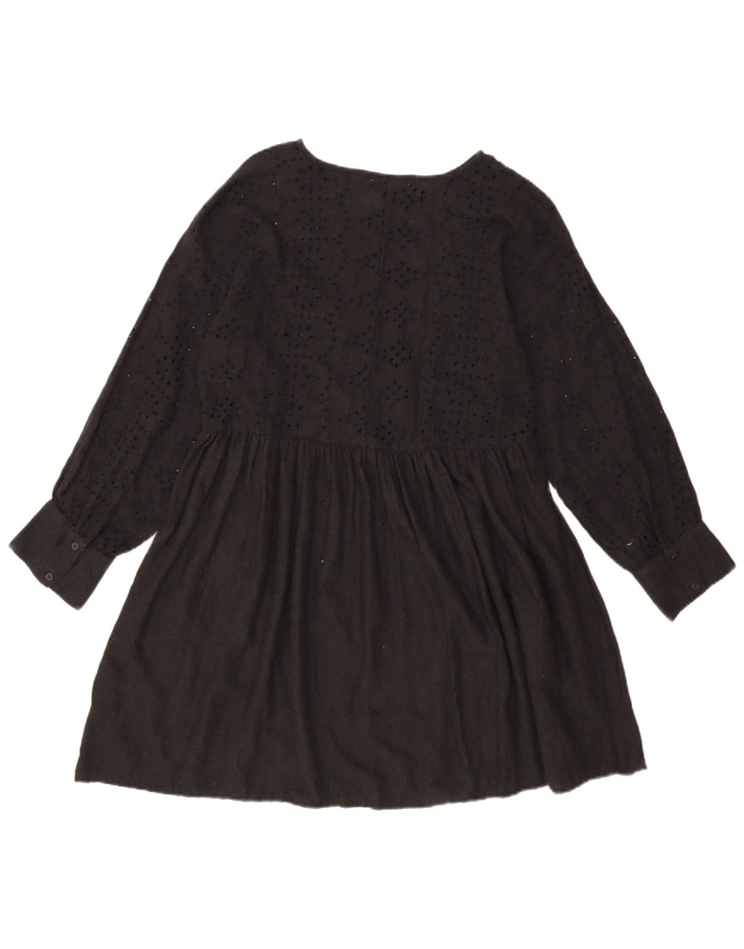 Langärmliges, übergroßes Basic-Kleid von Zara für Damen, Gr. 10, Größe S, Schwarz, Blumenmuster