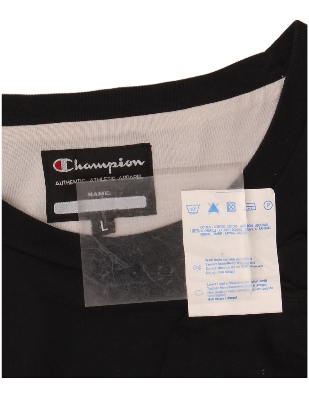 CHAMPION Herren-Grafik-Oberteil, langärmelig, groß, schwarze Baumwolle