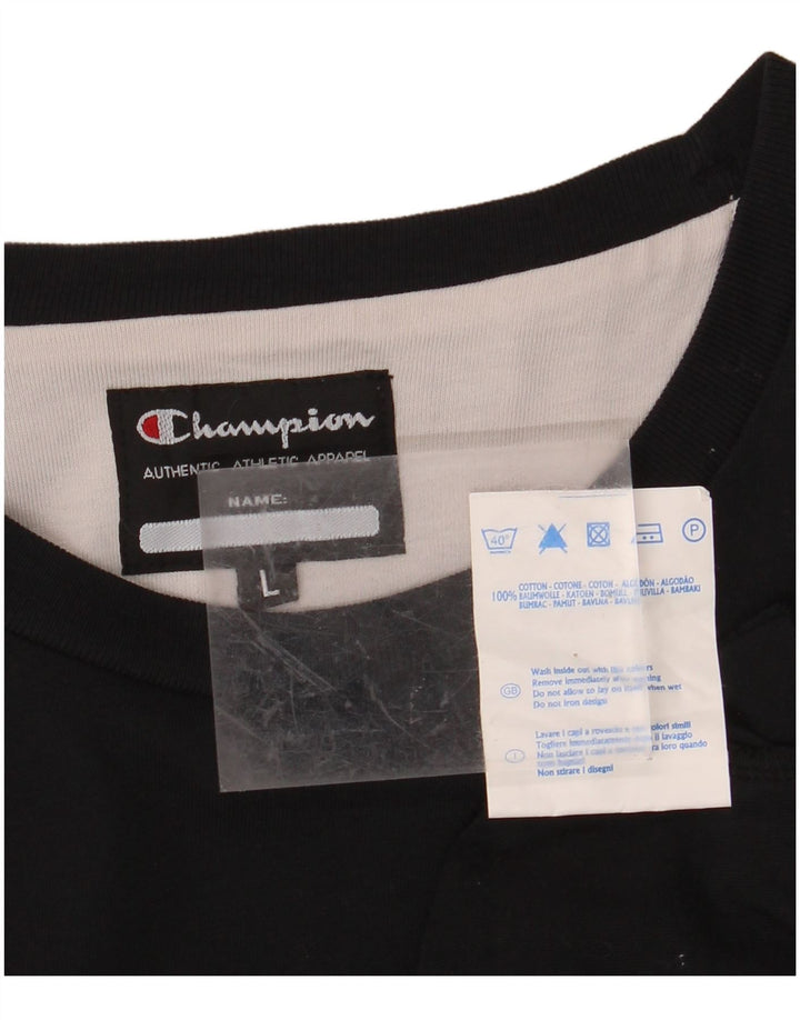 CHAMPION Herren-Grafik-Oberteil, langärmelig, groß, schwarze Baumwolle