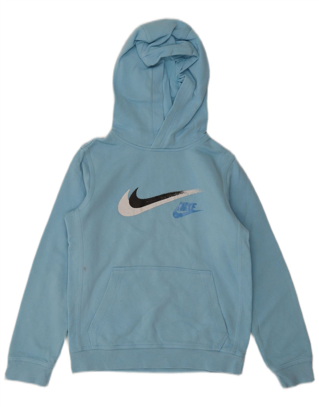 Nike Jungen-Pullover mit grafischem Kapuzenpullover, 10–11 Jahre, mittelblaue Baumwolle