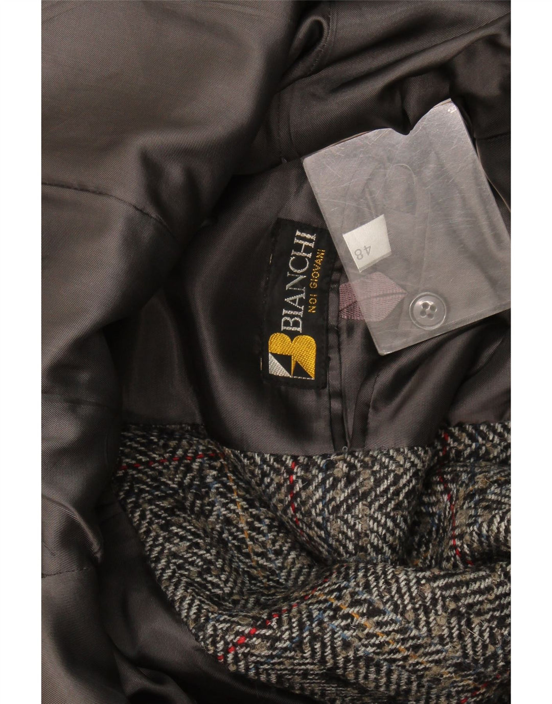 Bianchi Herren Giovane 2-Knopf-Blazerjacke IT 48 Mittelgrau kariert