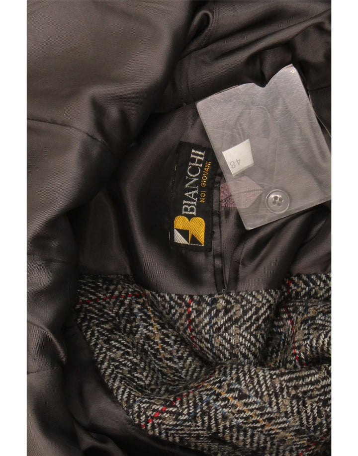Bianchi Herren Giovane 2-Knopf-Blazerjacke IT 48 Mittelgrau kariert