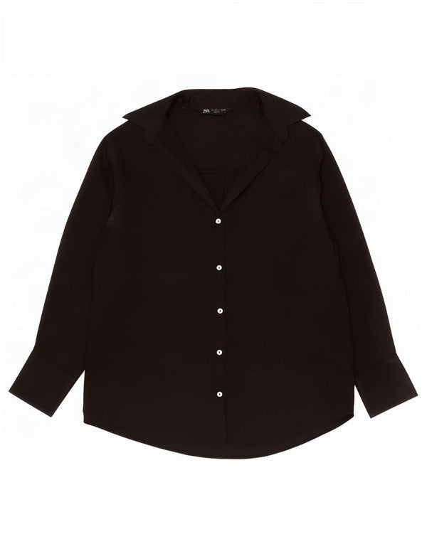 Zara Damen Übergroßes Hemd UK 10 Small Schwarz