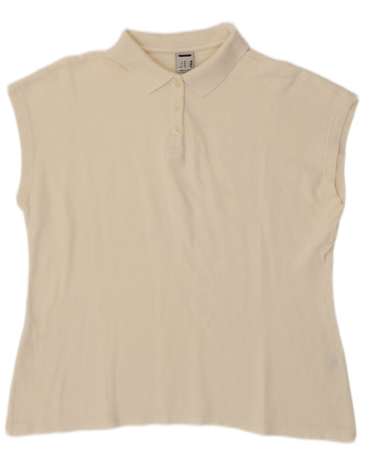 FILA Damen ärmelloses Poloshirt IT 54 2XL aus weißer Baumwolle