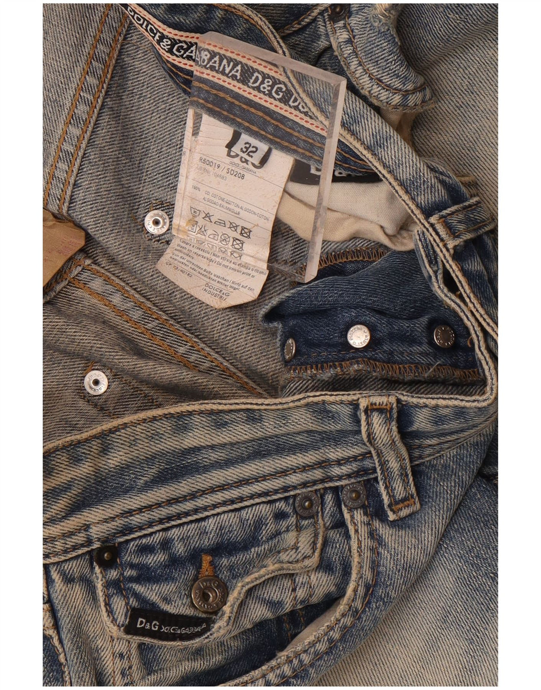 Dolce & Gabbana Damen Distressed Straight Jeans W32 L37 Blaue Baumwolle