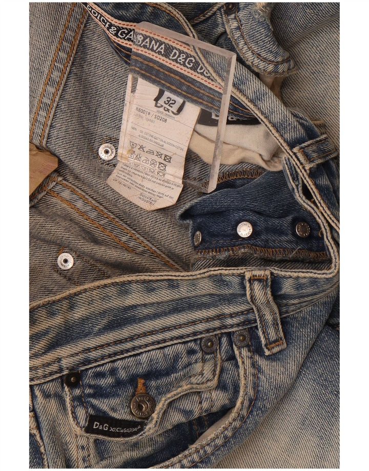 Dolce & Gabbana Damen Distressed Straight Jeans W32 L37 Blaue Baumwolle