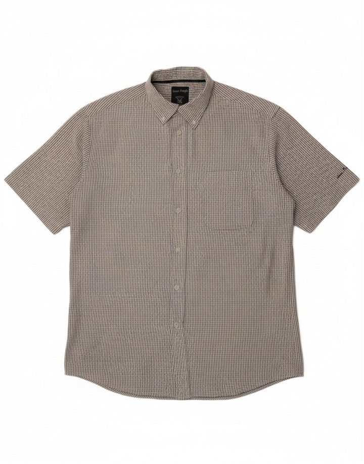 JAMES PRINGLE Mens Short Sleeve Shirt Medium Grey Check