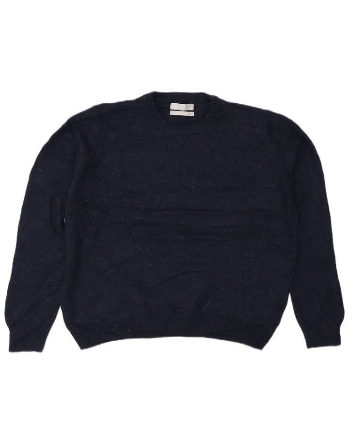 Marks & Spencer Damen-Pullover mit Rundhalsausschnitt, UK 12, mittelmarineblaue Wolle
