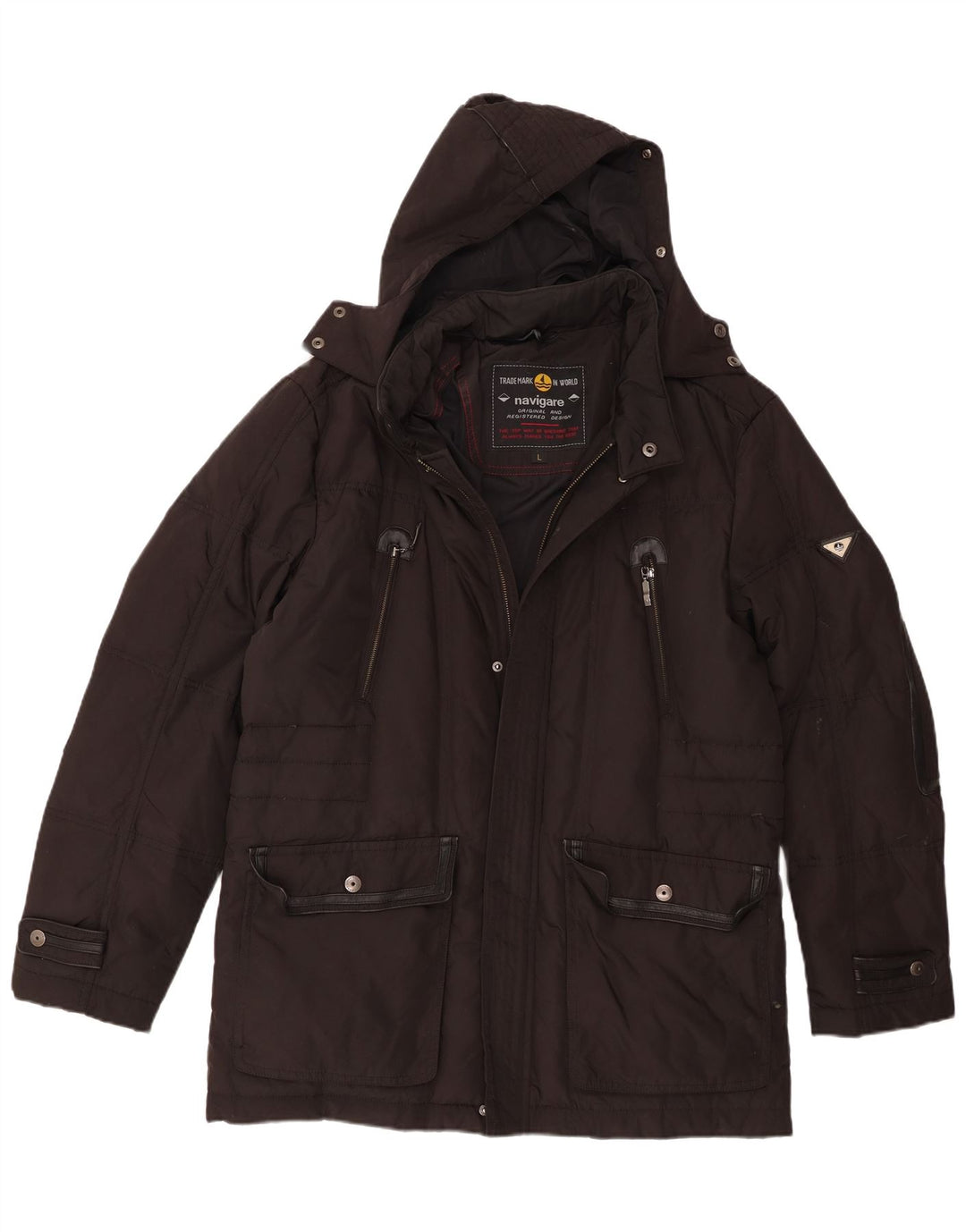 Navigare Herren-Parka mit Kapuze, UK 40, Größe L, Schwarz, Polyester