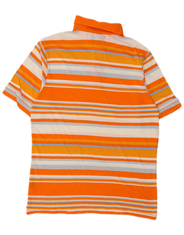 Kappa Herren-Poloshirt aus mittelorange gestreifter Baumwolle