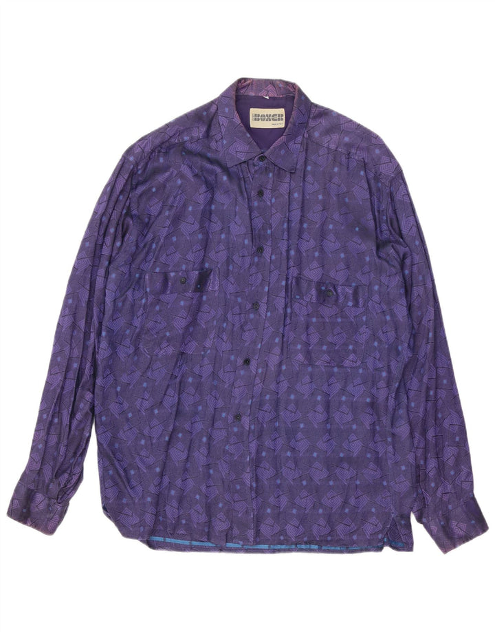 BOXER-Hemd für Herren, groß, violett, geometrisch, Viskose