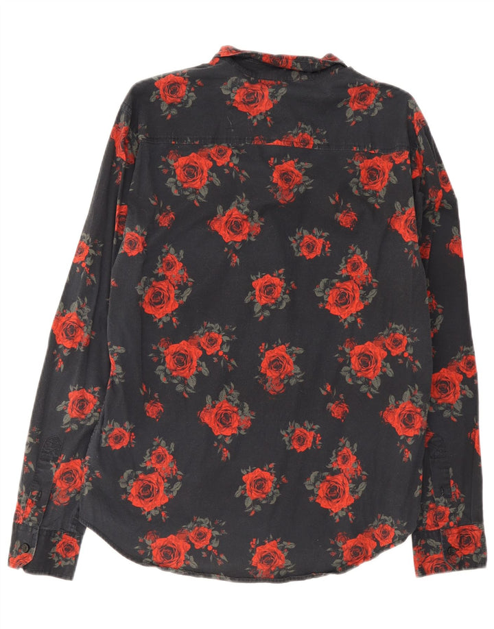 Guess Herrenhemd Mittelschwarz mit Blumenmuster aus Baumwolle