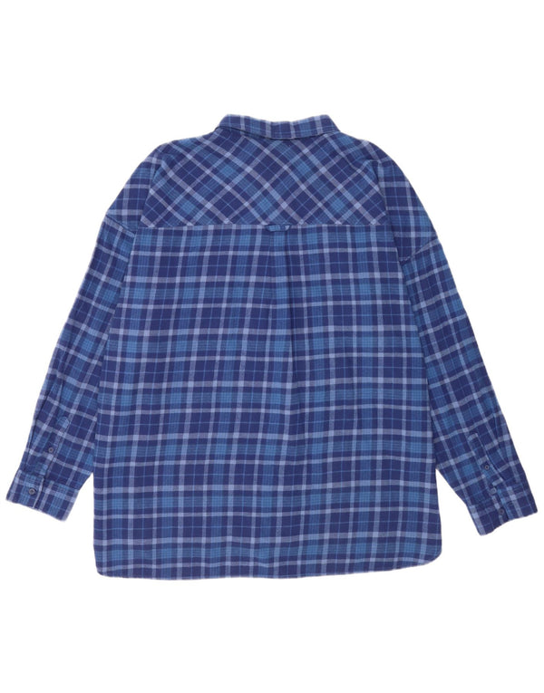 Fat Face Damen Overshirt Flanellhemd UK 20 2XL Blau kariert Baumwolle