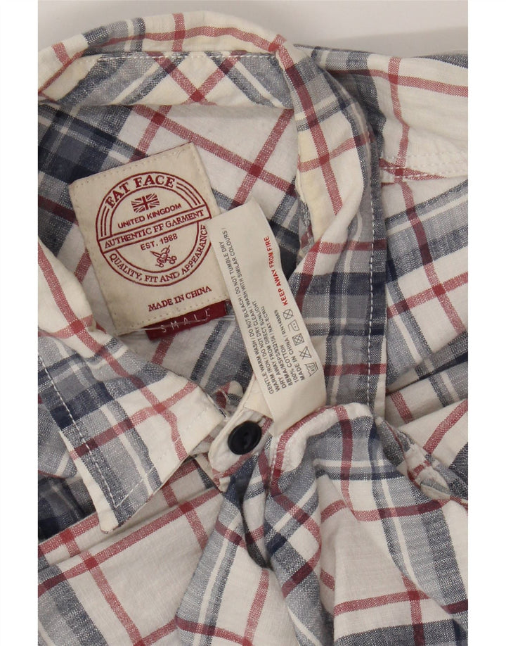 Fat Face Herren-Hemd mit Karomuster, klein, blau, kariert, Baumwolle