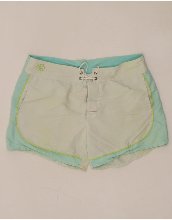 GURU Damen-Badeshorts mit Grafik, UK 14, Größe L, Weiß, Farbblock