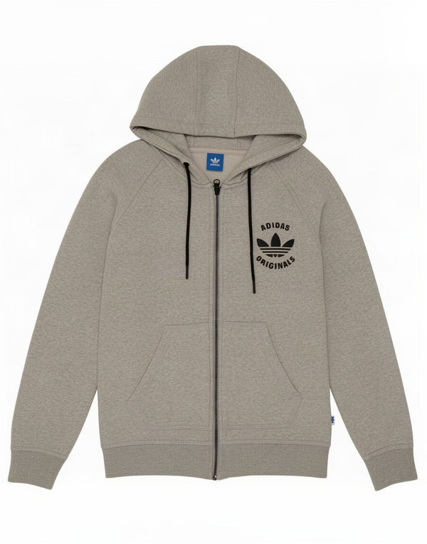 Adidas Damen Zip Hoodie Pullover UK 12 Mittelgraue Baumwolle