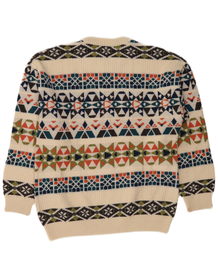 White Sails Herren-Pullover mit Rundhalsausschnitt, groß, beige, geometrisch