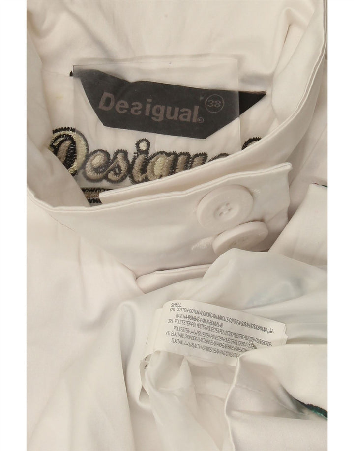 Desigual Damenmantel EU 38 Mittelweiße, geblümte Baumwolle