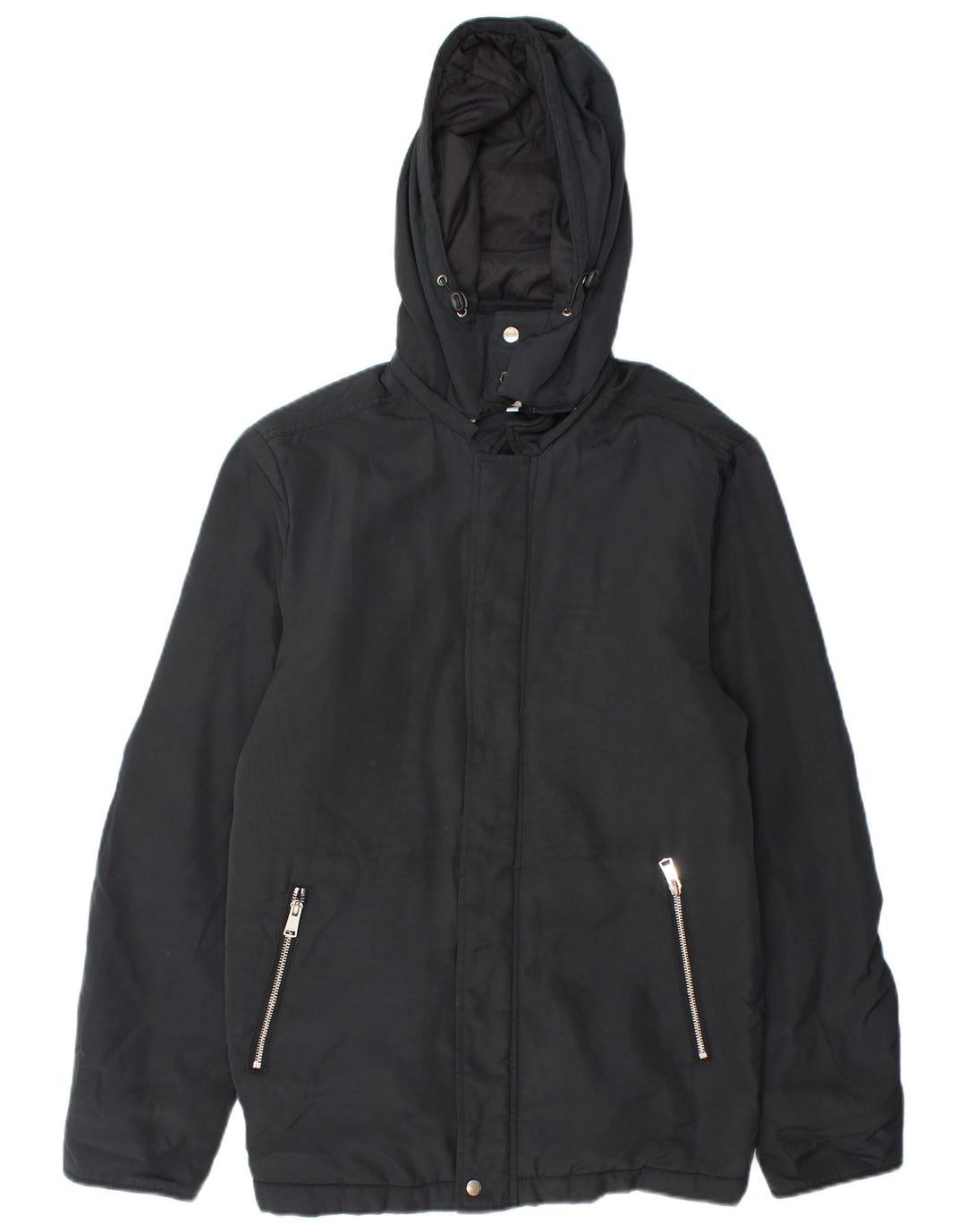 Reiss Herren-Windbreakerjacke mit Kapuze, UK 38, mittelschwarz, Baumwolle
