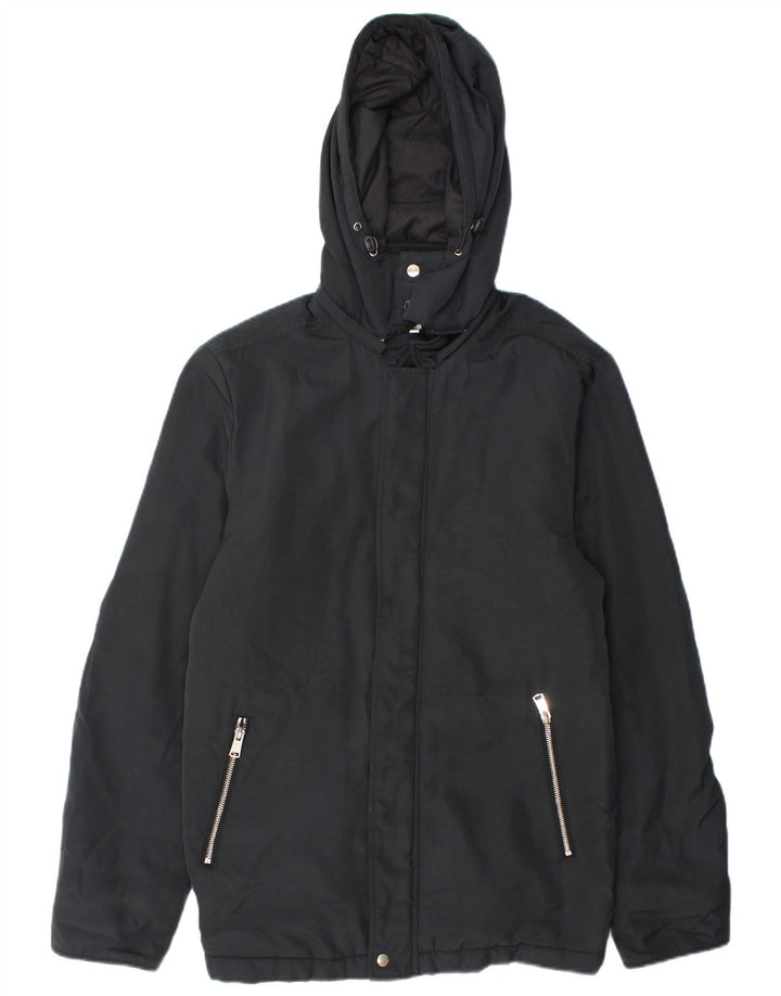 Reiss Herren-Windbreakerjacke mit Kapuze, UK 38, mittelschwarz, Baumwolle