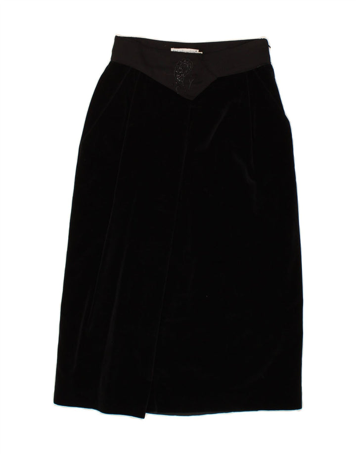 VINTAGE Womens Midi Skirt IT 40 Small W26 Black Cotton Vintage Vintage and Second-Hand Vintage from Messina Hembry 