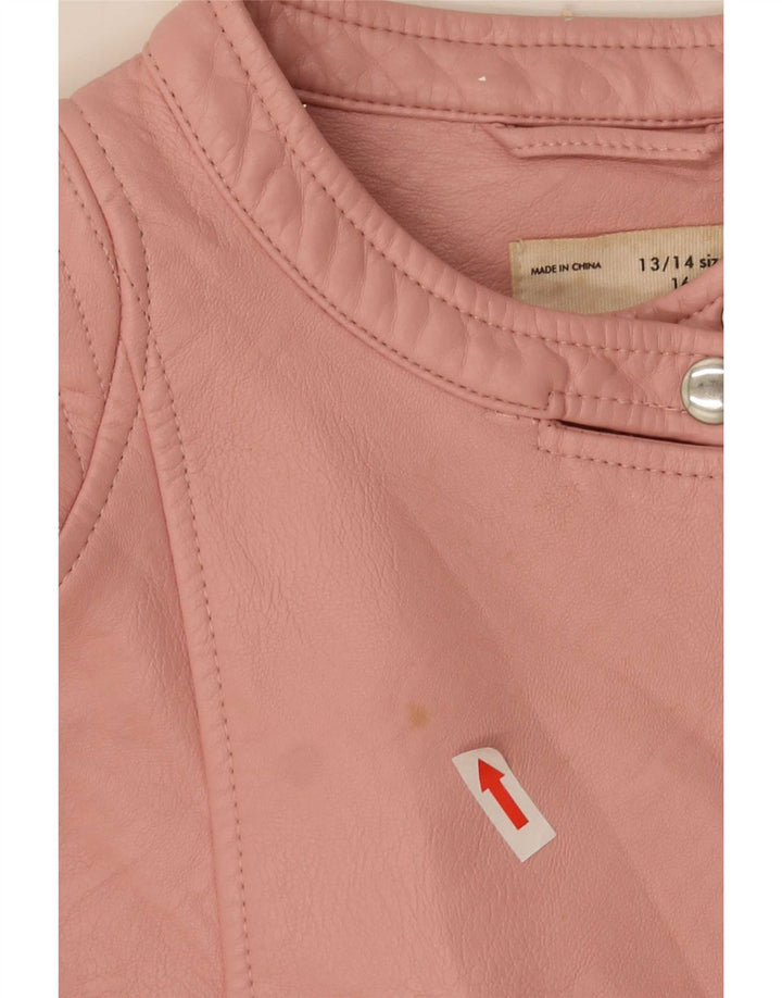 Zara Mädchen-Kunstlederjacke, 13–14 Jahre, rosa Polyester