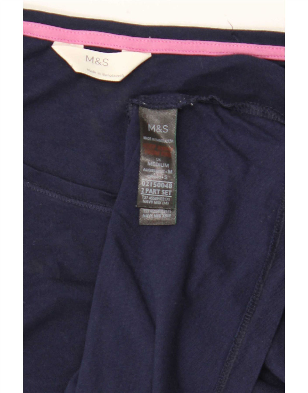 Marks & Spencer Damen Top Langarm UK 14 Medium Marineblau Baumwolle