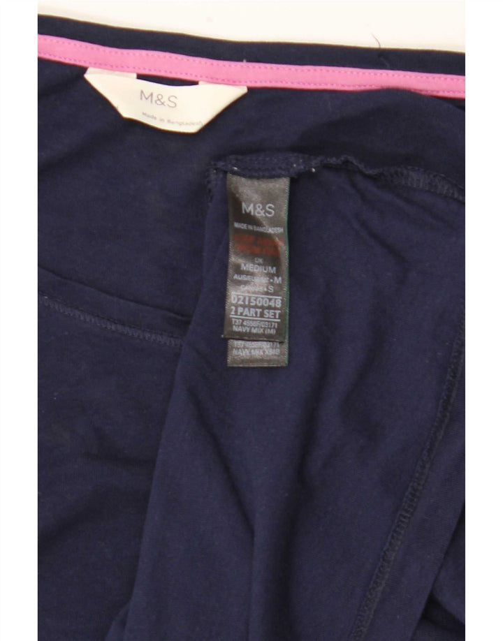 Marks & Spencer Damen Top Langarm UK 14 Medium Marineblau Baumwolle