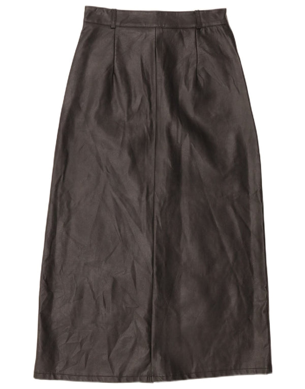 Vintage Damen Kunstfellrock Klein W26 Schwarz Polyurethan