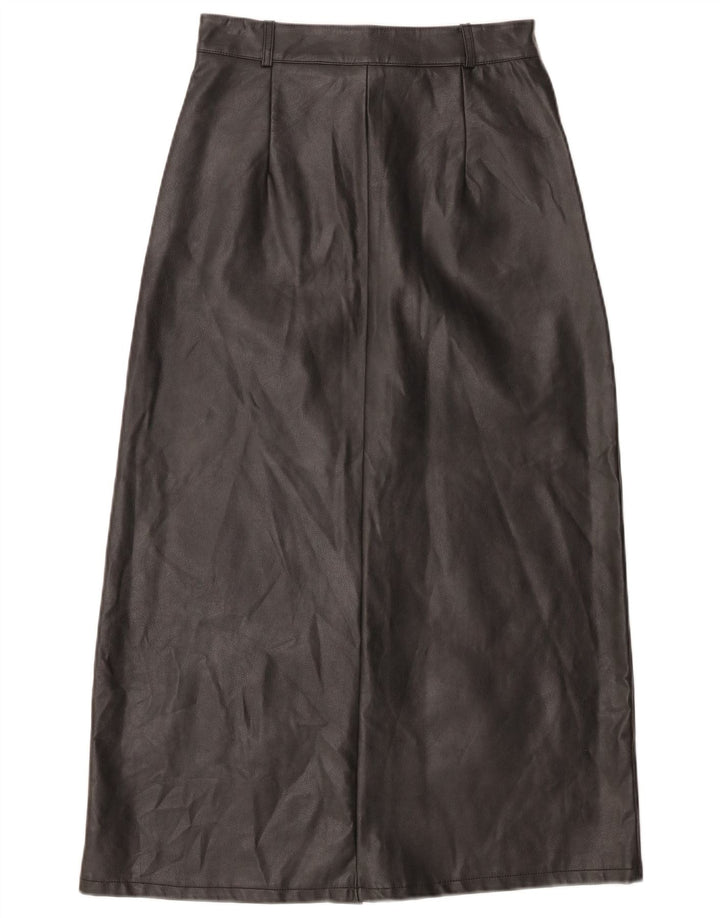 Vintage Damen Kunstfellrock Klein W26 Schwarz Polyurethan