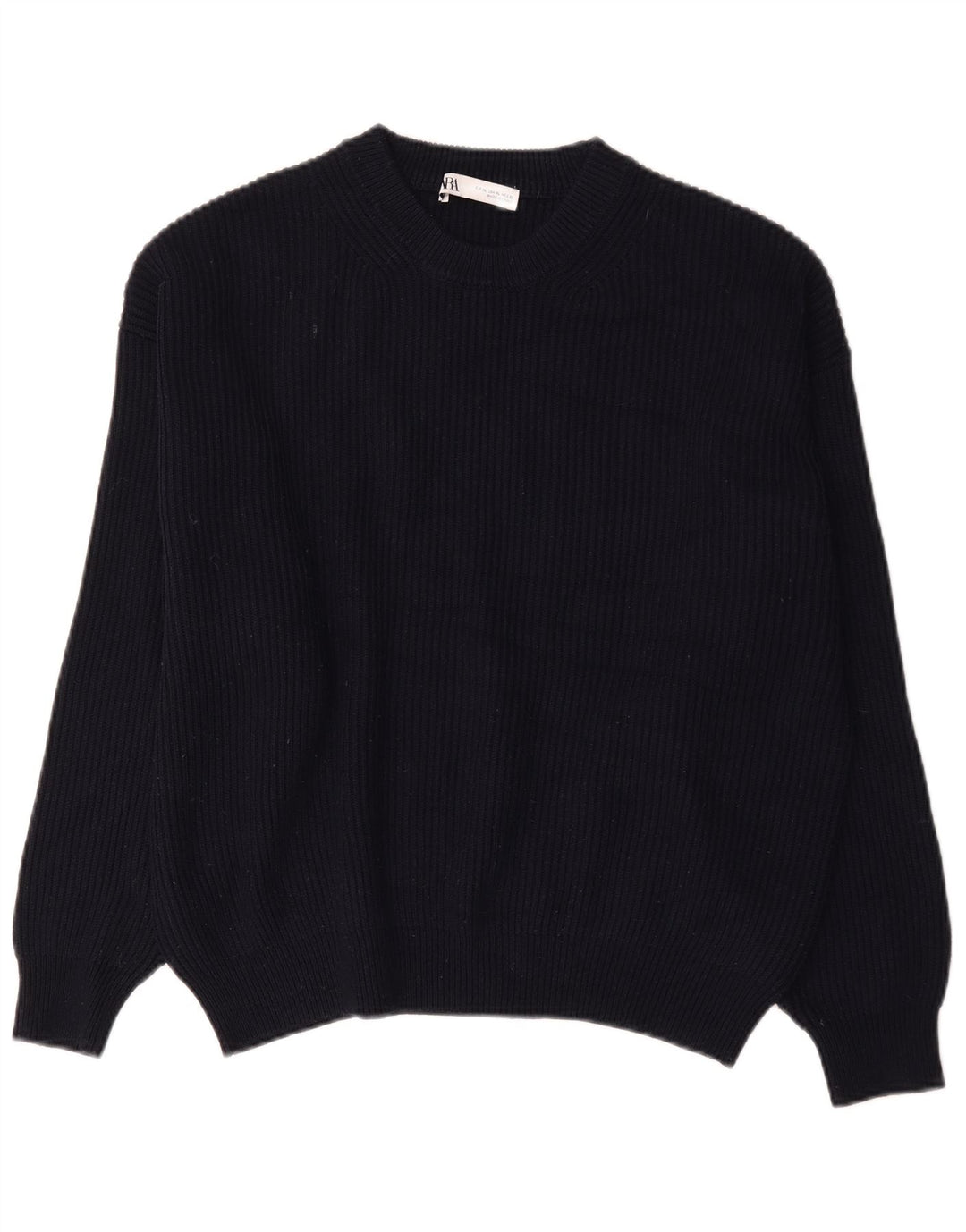 Zara Damen-Pullover, übergroß, Rundhalsausschnitt, Gr. 18, XL, Marineblau, Polyester